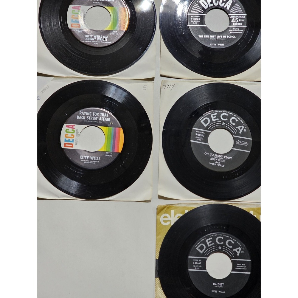 Kitty Wells 45 Rpm Vinyl‎ Record Lot, Qty 10, Decca Records, Great Country Duets - Picture 5 of 10
